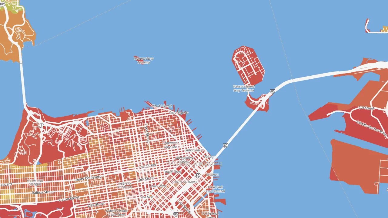 North Beach, San Francisco, CA Map of Theft Rates