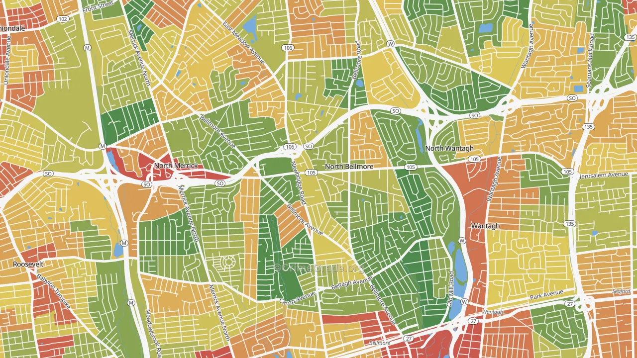 North Bellmore, NY Map of Theft Rates