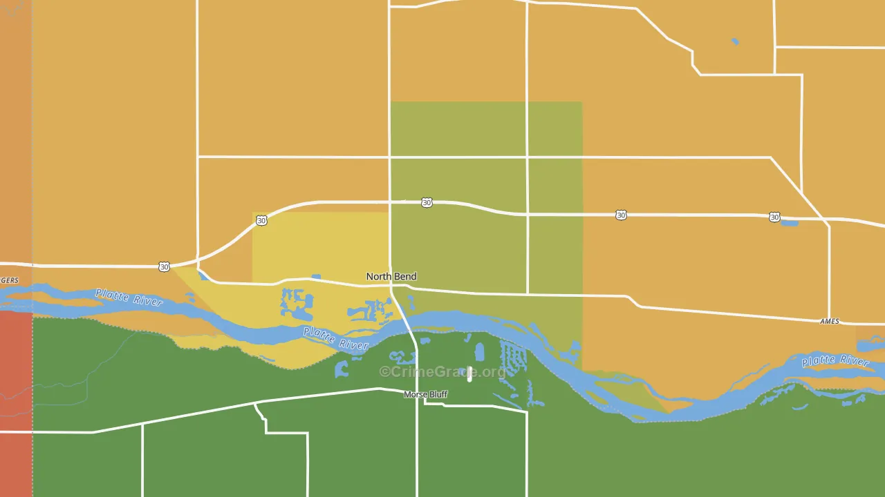 North Bend, NE Map of Theft Rates