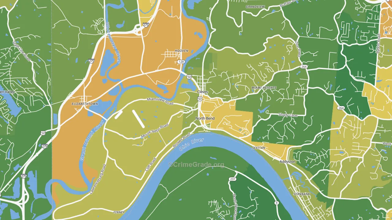 North Bend, OH Map of Theft Rates