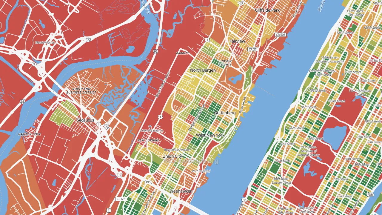 North Bergen, NJ Map of Theft Rates