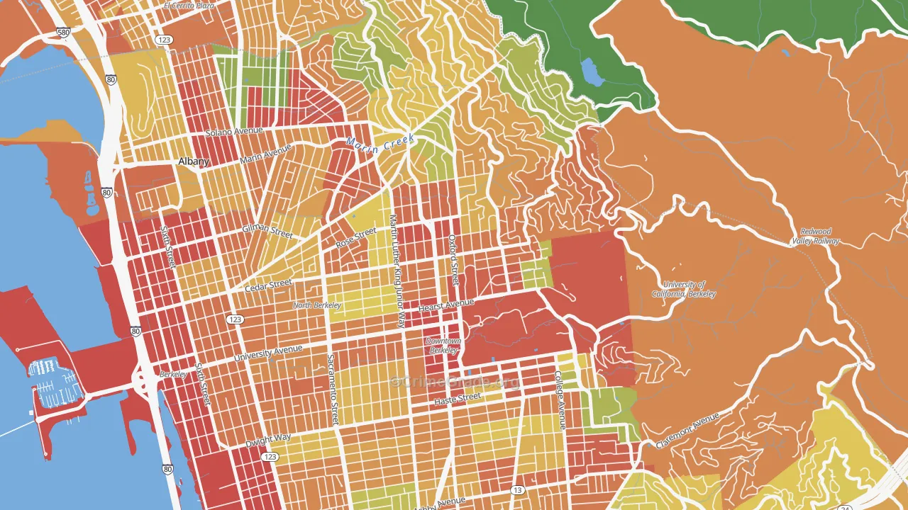 North Berkeley, Berkeley, CA Map of Theft Rates
