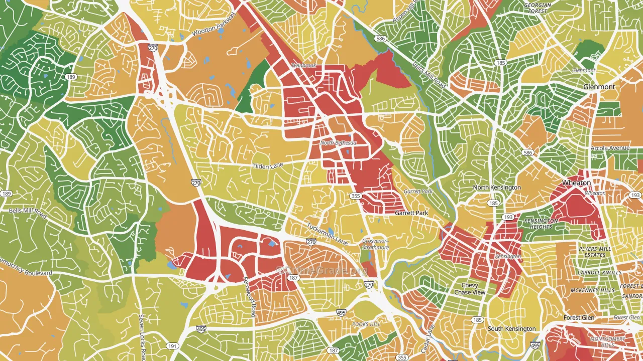 North Bethesda, MD Map of Theft Rates