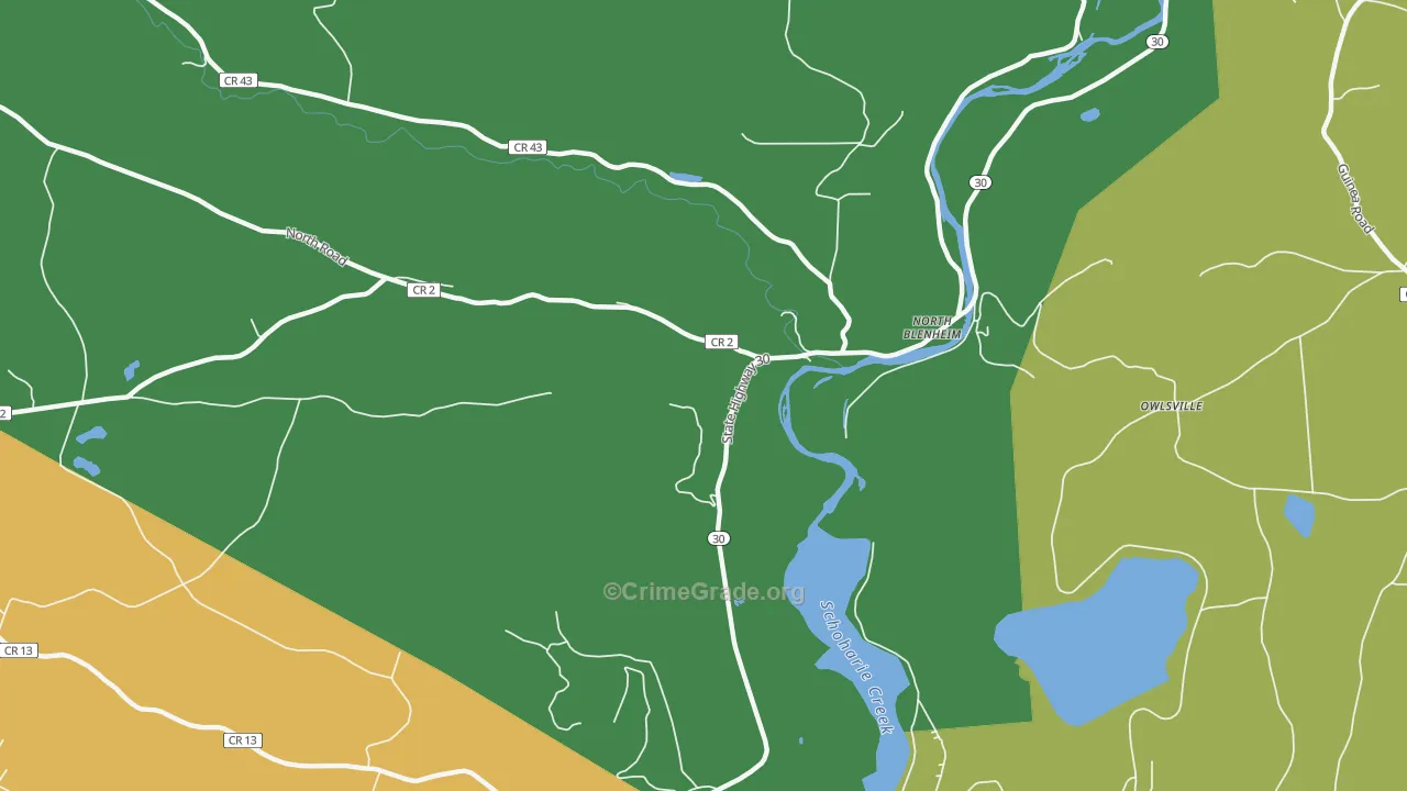 North Blenheim, NY Map of Theft Rates