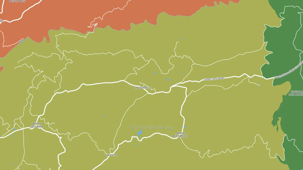 North Bloomfield, CA Map of Theft Rates