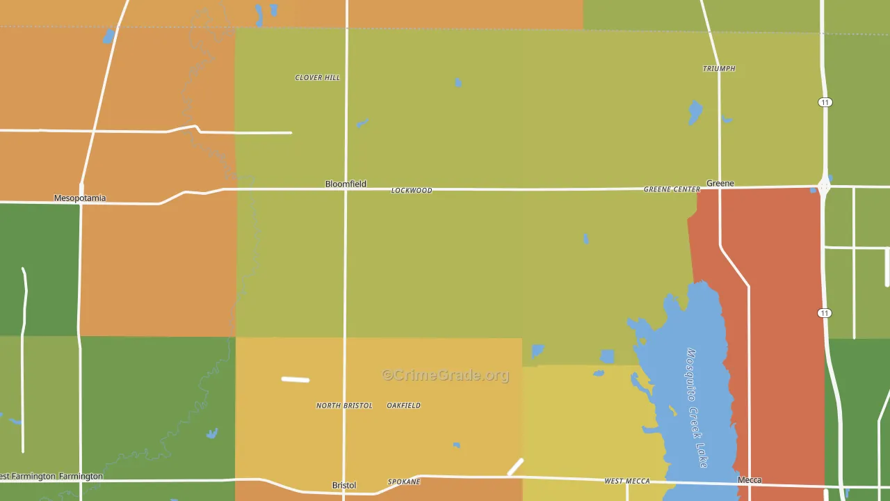 North Bloomfield, OH Map of Theft Rates