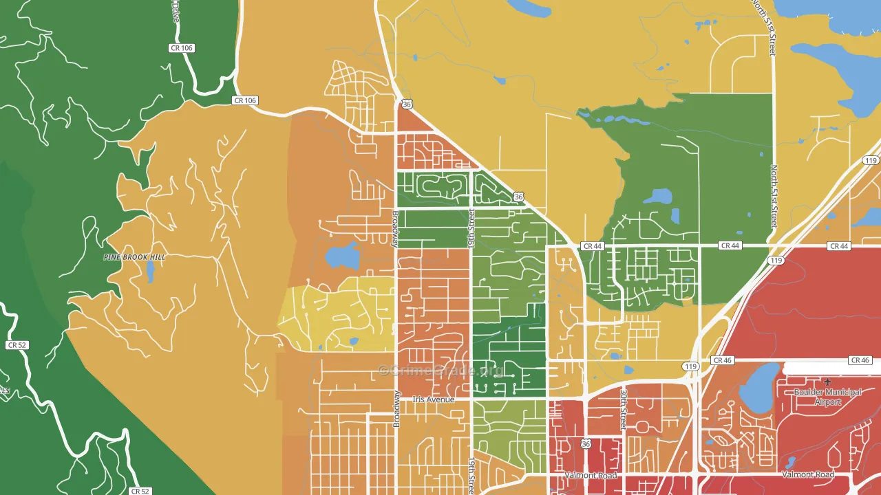 North Boulder, Boulder, CO Map of Theft Rates