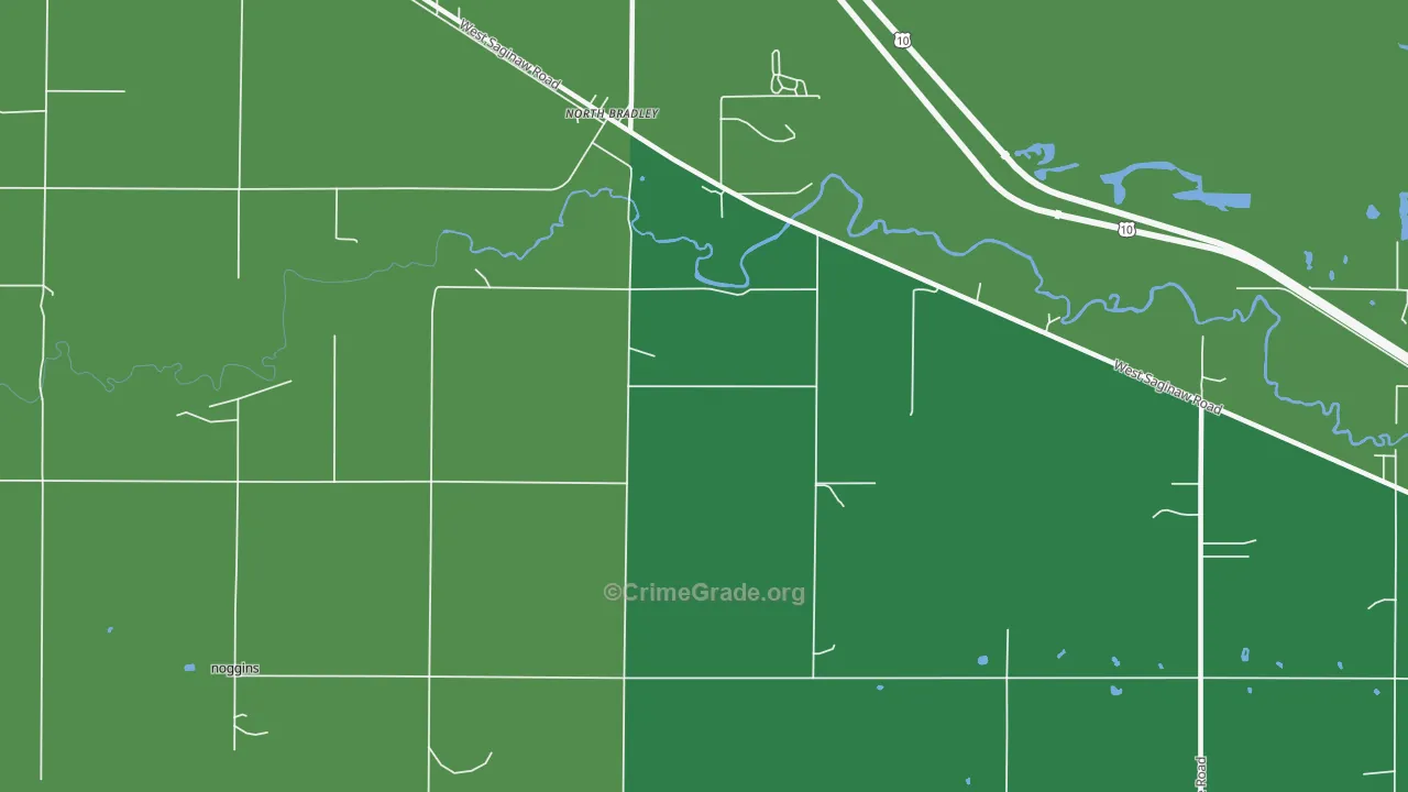 North Bradley, MI Map of Theft Rates
