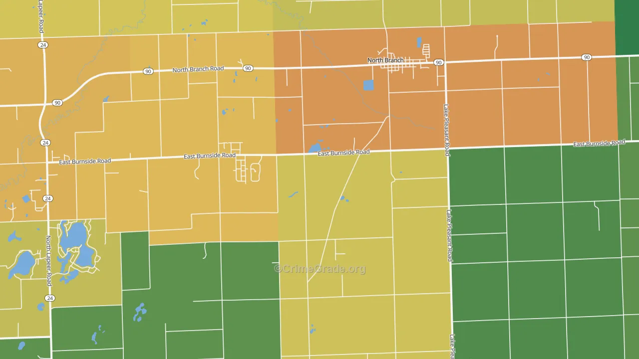North Branch, MI Map of Theft Rates