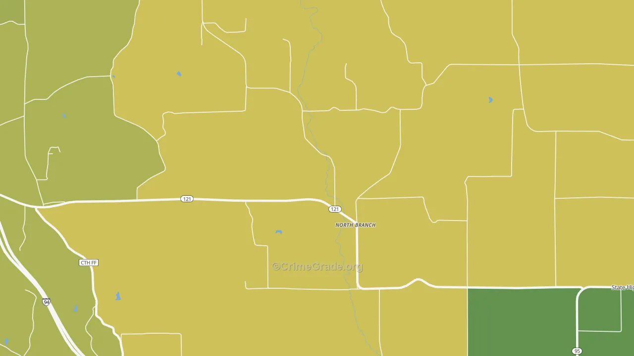 North Branch, WI Map of Theft Rates