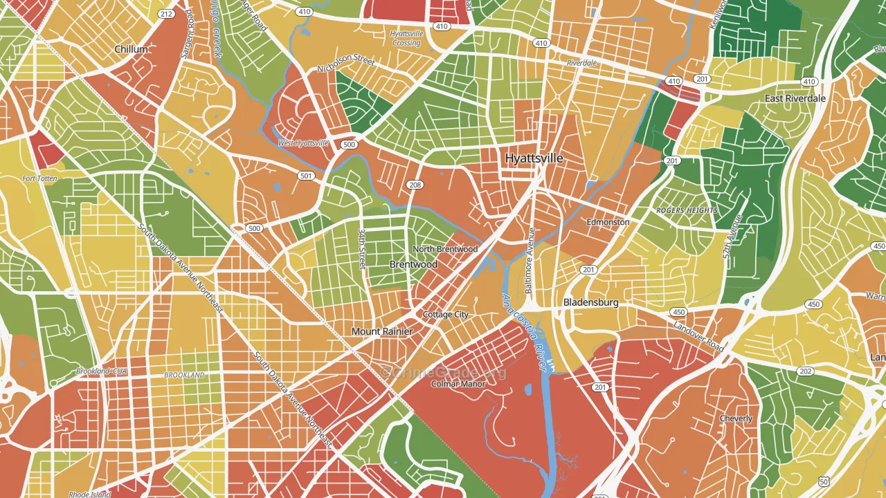 North Brentwood, MD Map of Theft Rates