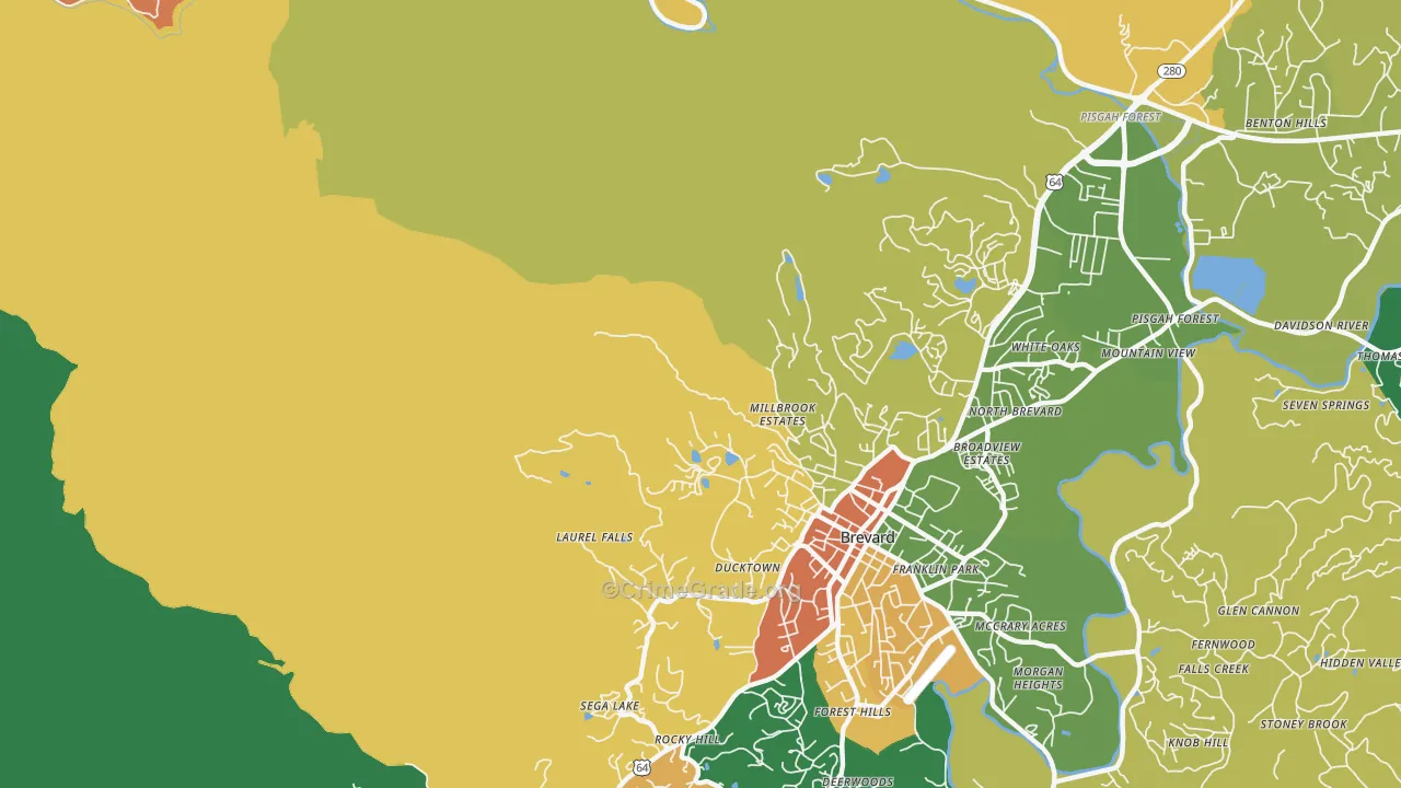 North Brevard, NC Map of Theft Rates