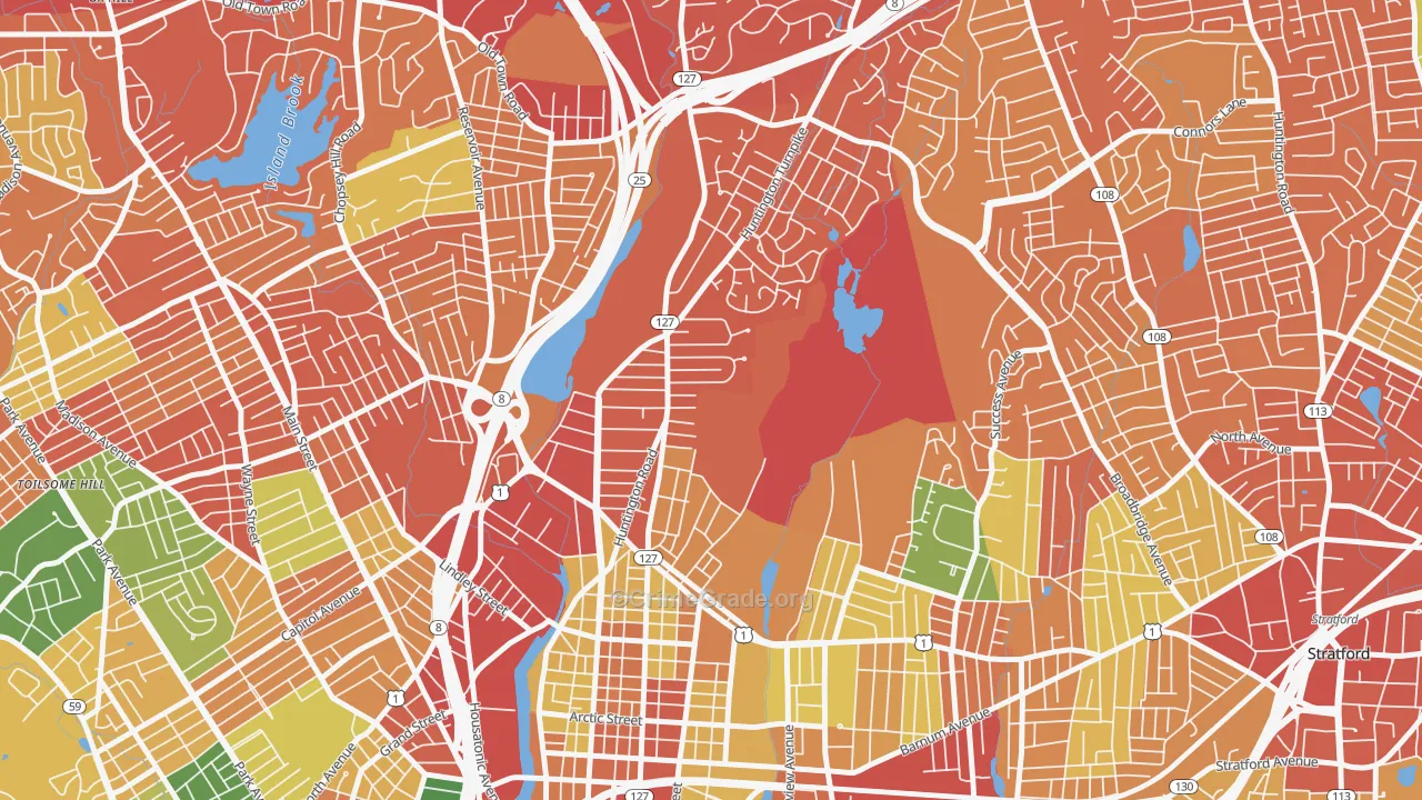 North Bridgeport, Bridgeport, CT Map of Theft Rates