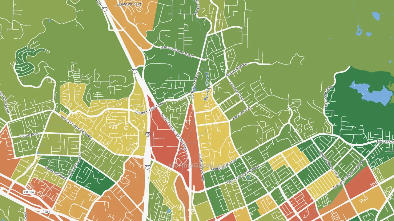 North Broadway, Escondido, CA Map of Theft Rates