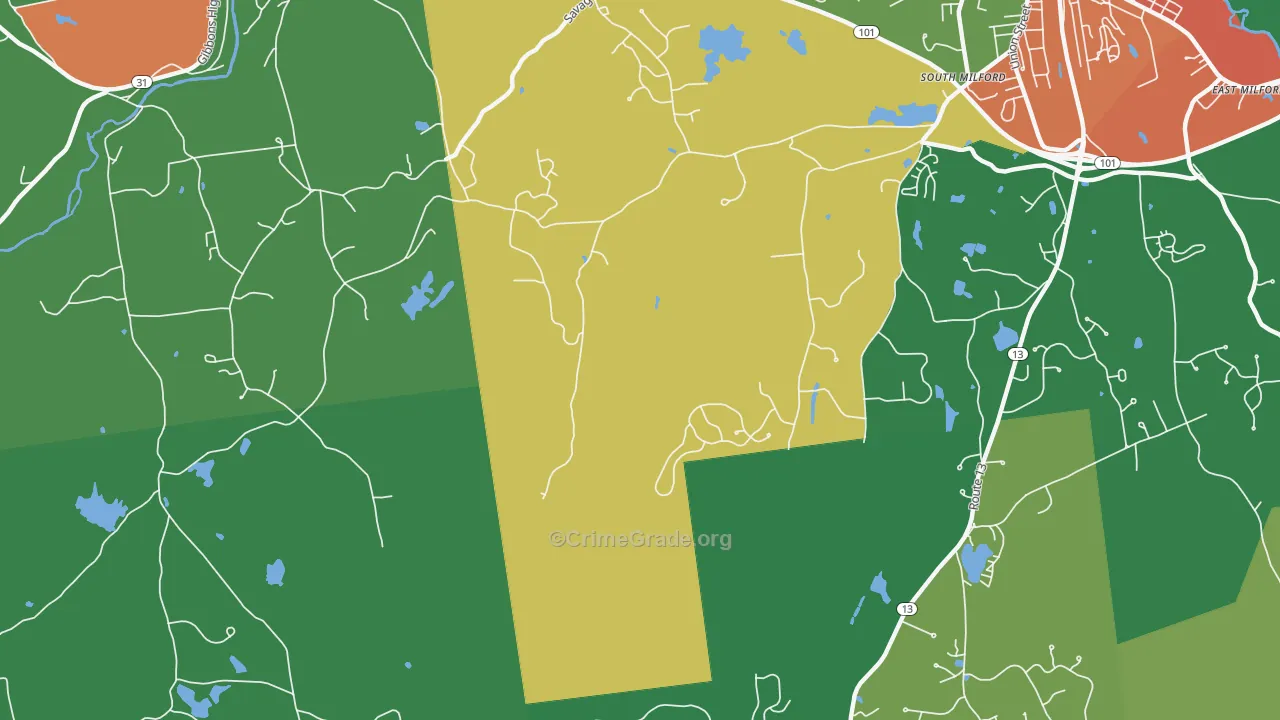North Brookline, NH Map of Theft Rates