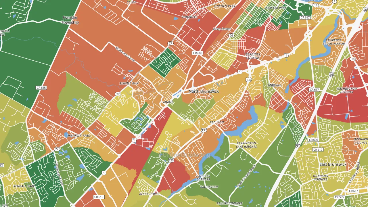 North Brunswick, NJ Map of Theft Rates