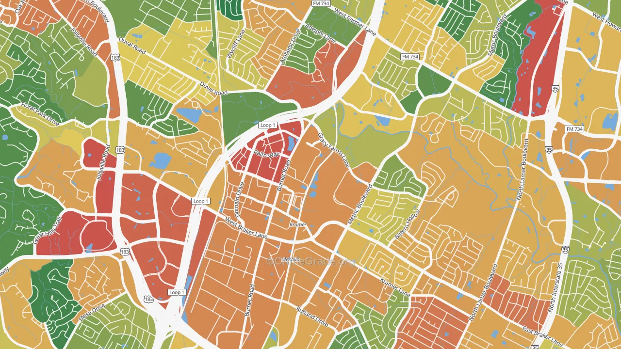 North Burnet, Austin, TX Map of Theft Rates