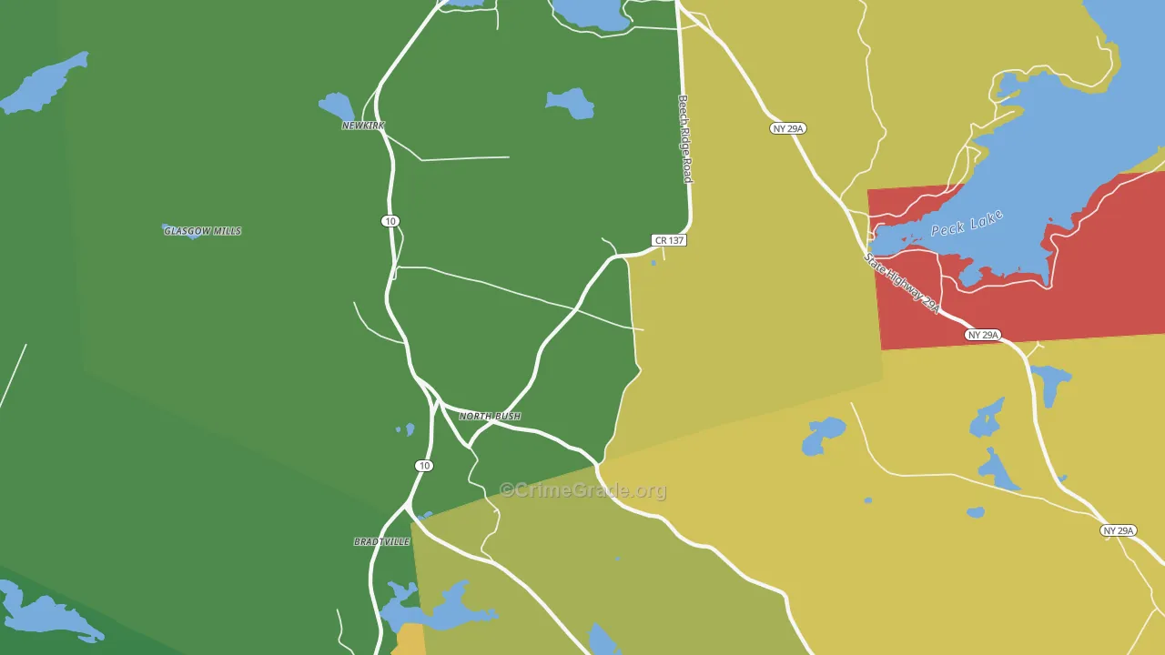 North Bush, NY Map of Theft Rates