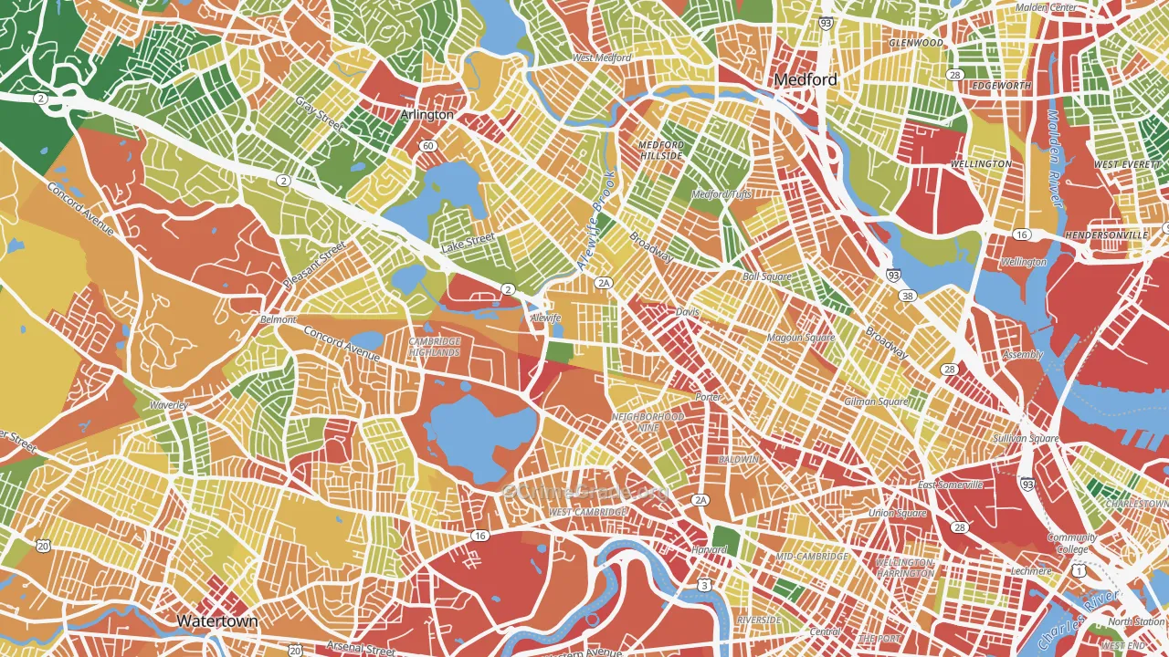 North Cambridge, Cambridge, MA Map of Theft Rates