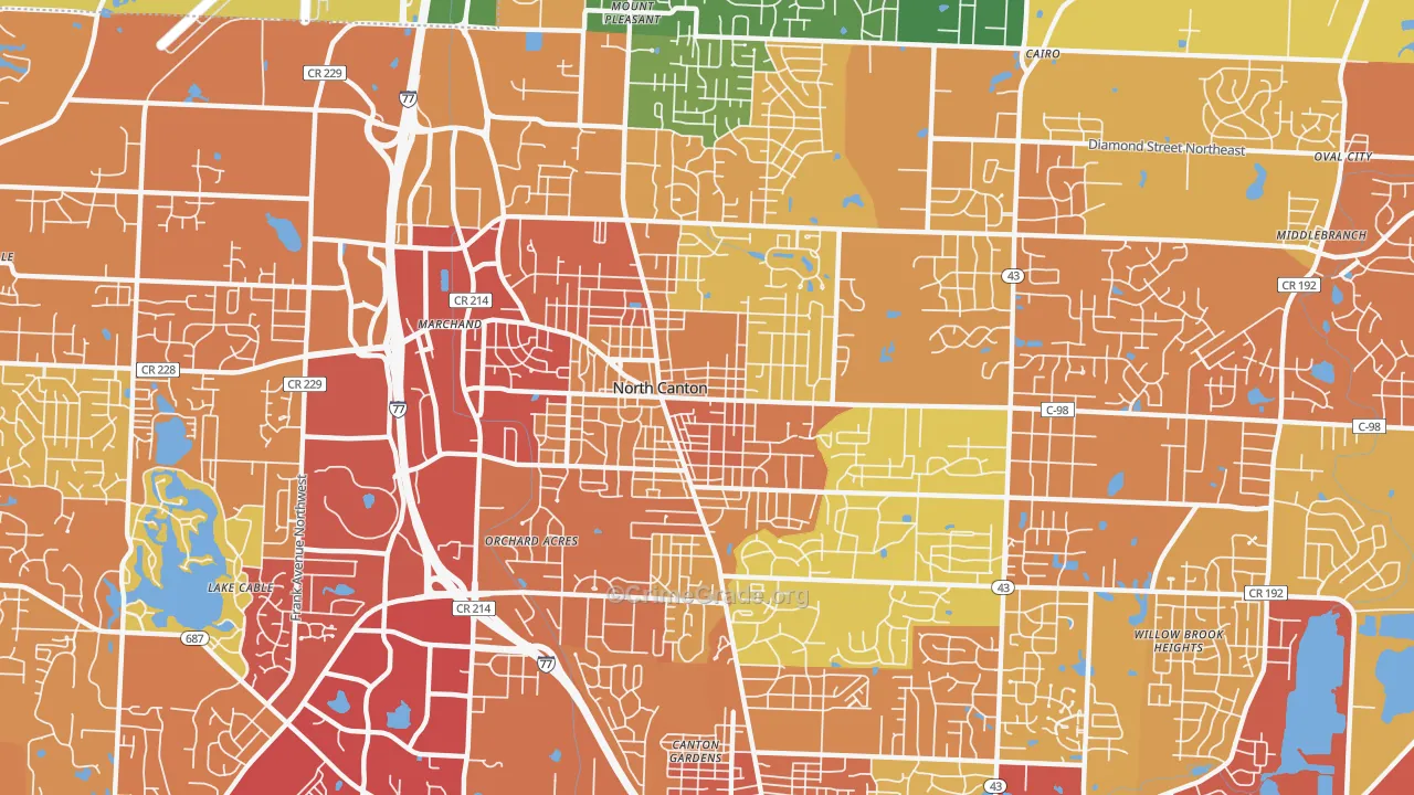 North Canton, OH Map of Theft Rates