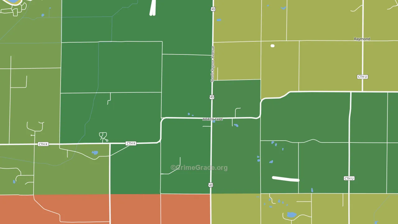 North Cape, WI Map of Theft Rates