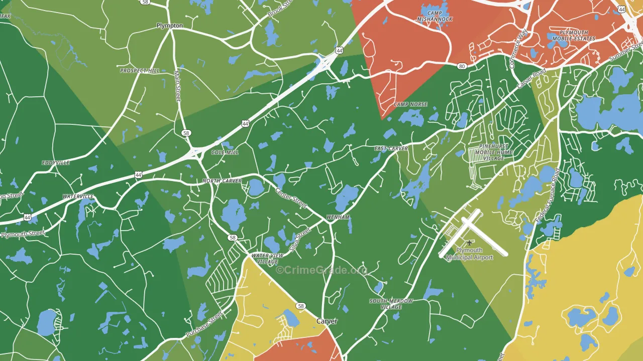 North Carver, MA Map of Theft Rates