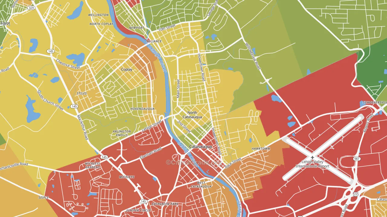 North Catasauqua, PA Map of Theft Rates