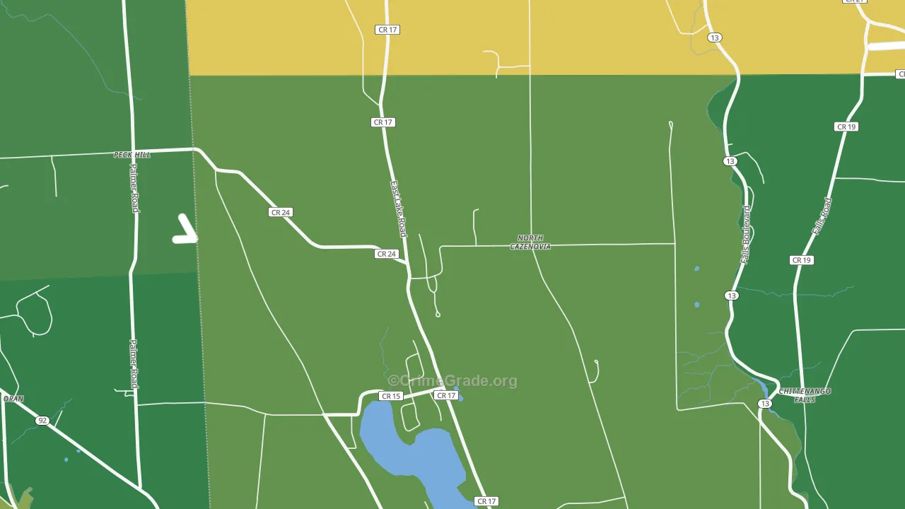 North Cazenovia, NY Map of Theft Rates