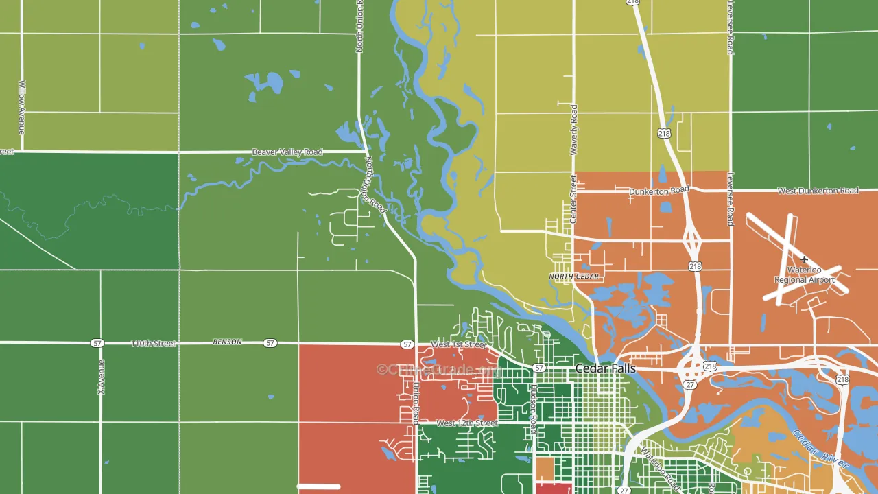 North Cedar, IA Map of Theft Rates
