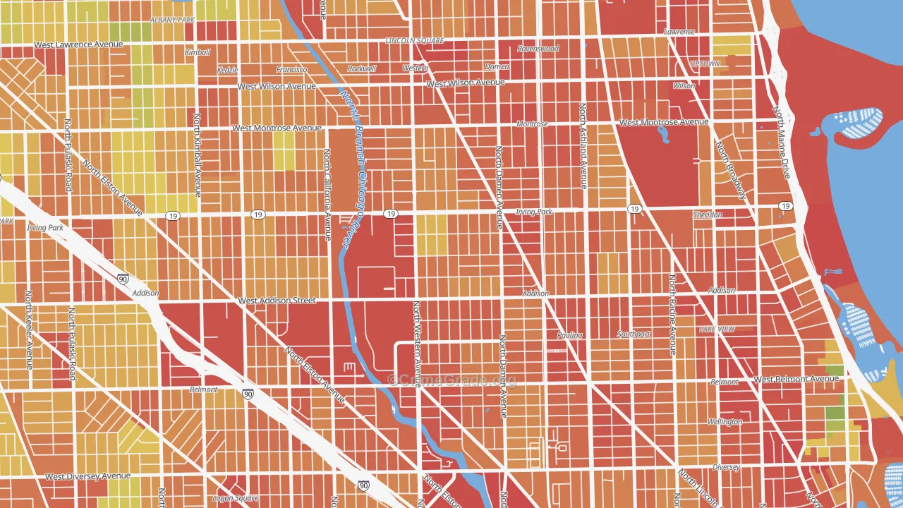 North Center, Chicago, IL Map of Theft Rates