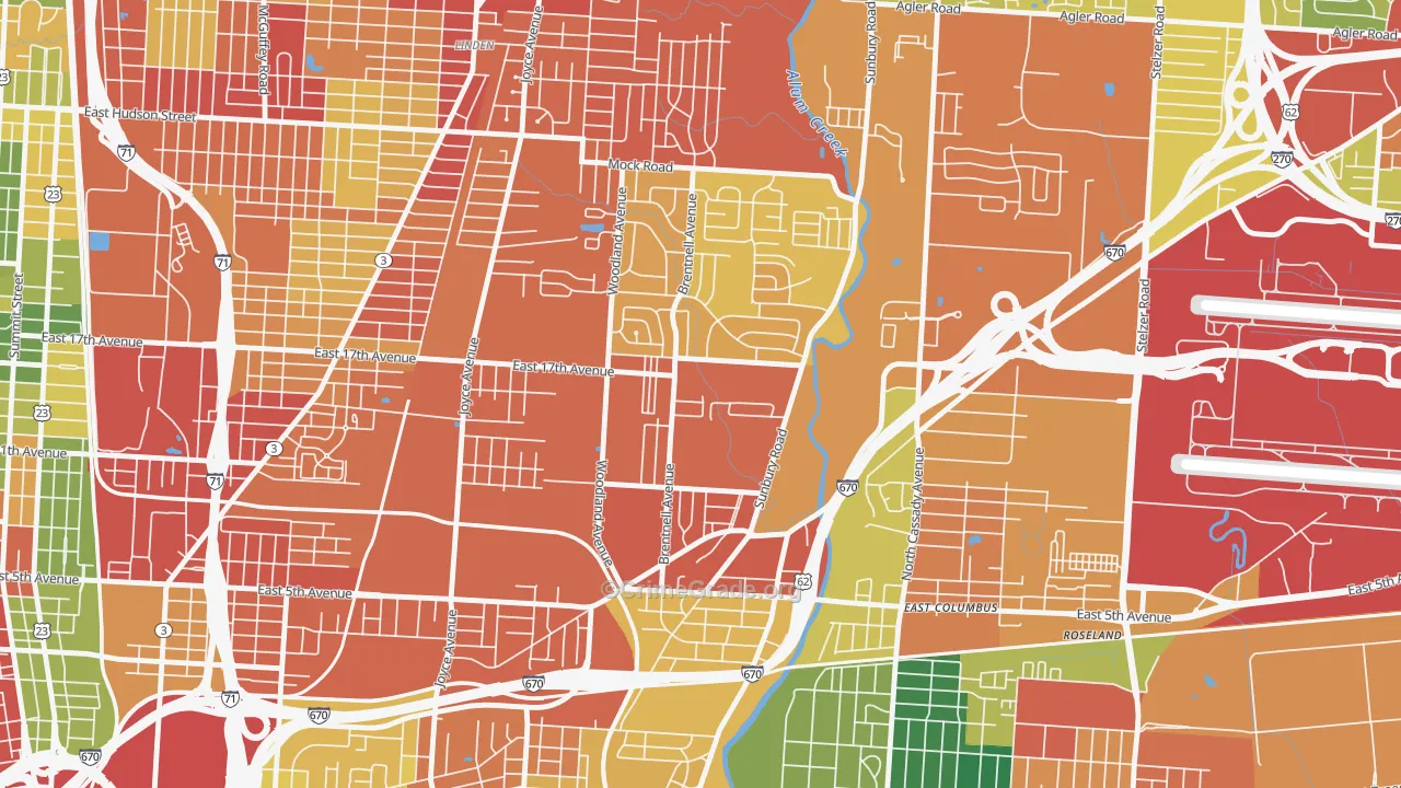 North Central, Columbus, OH Map of Theft Rates
