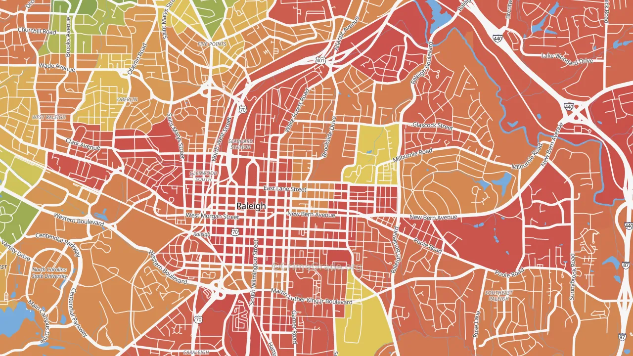 North Central, Raleigh, NC Map of Theft Rates