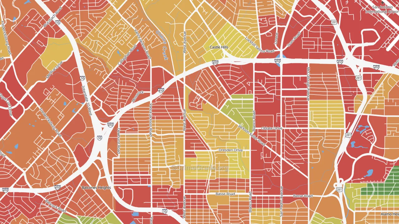 North Central, San Antonio, TX Map of Theft Rates