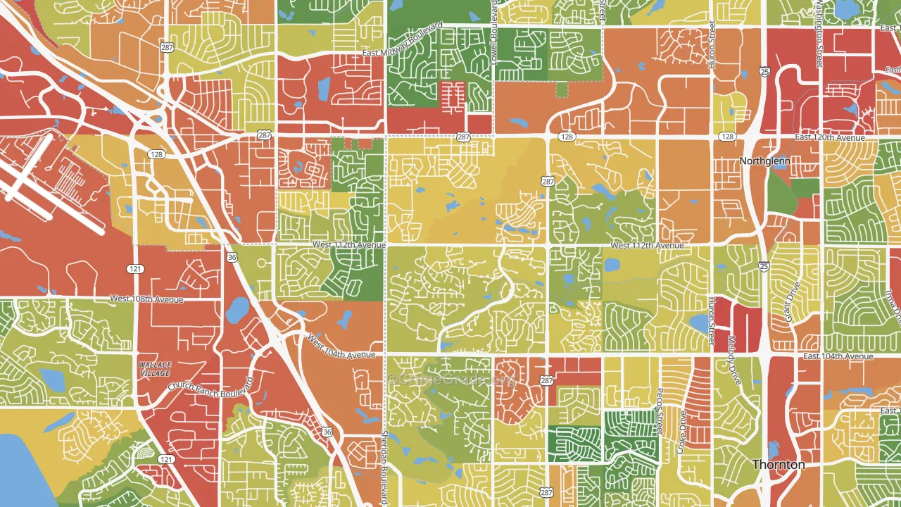 North Central Westminster, Westminster, CO Map of Theft Rates