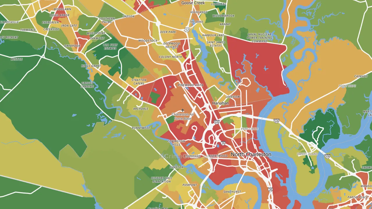 North Charleston, SC Map of Theft Rates