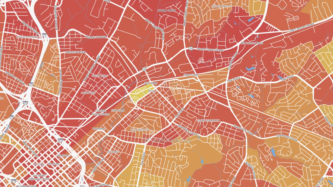 North Charlotte, Charlotte, NC Map of Theft Rates