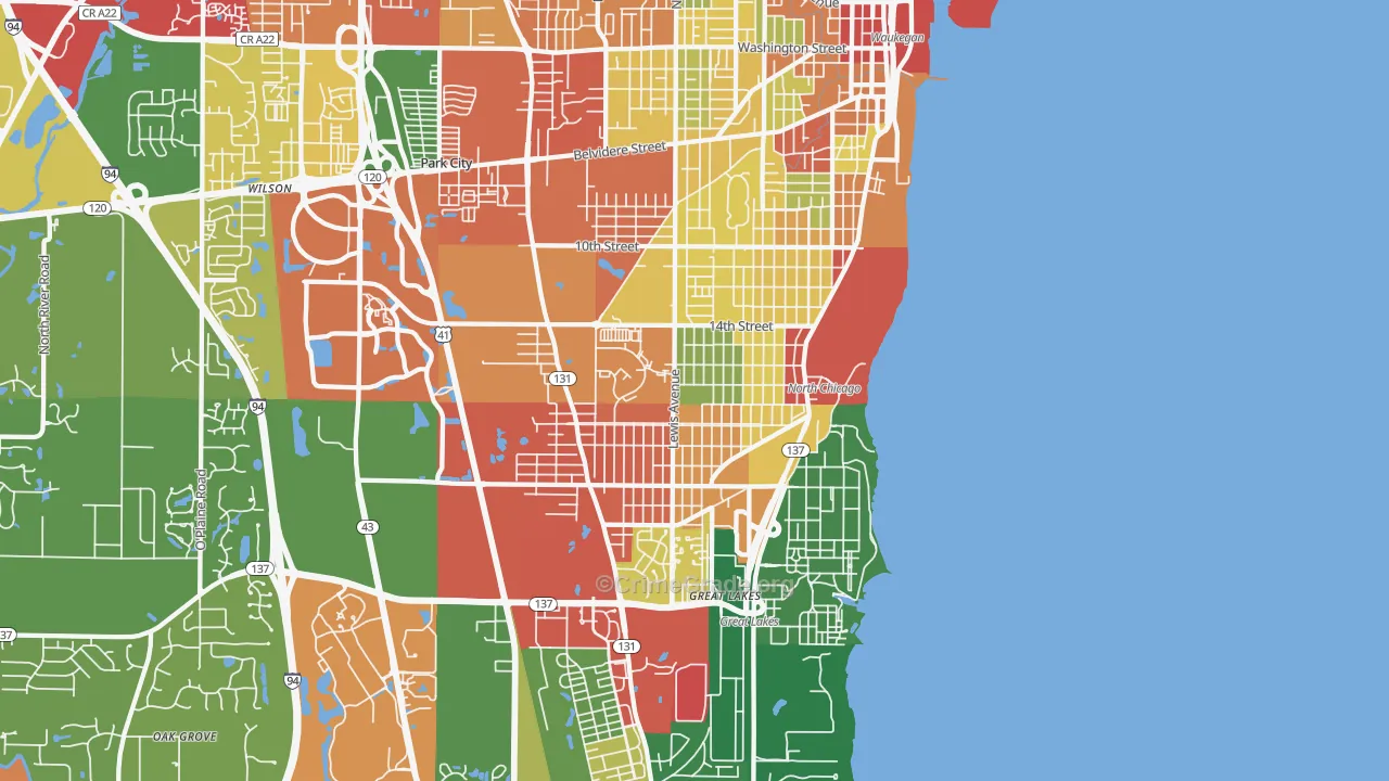 North Chicago, IL Map of Theft Rates