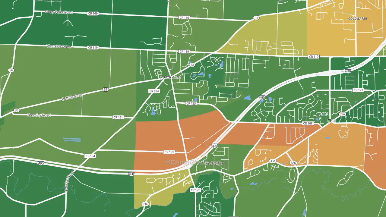 North Chili, NY Map of Theft Rates
