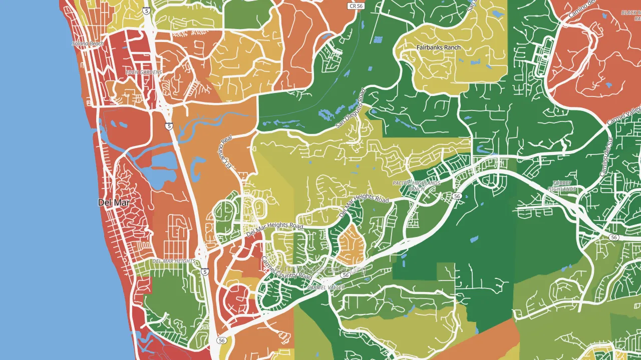 North City, San Diego, CA Map of Theft Rates