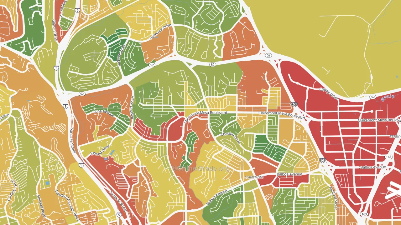 North Clairemont, San Diego, CA Map of Theft Rates