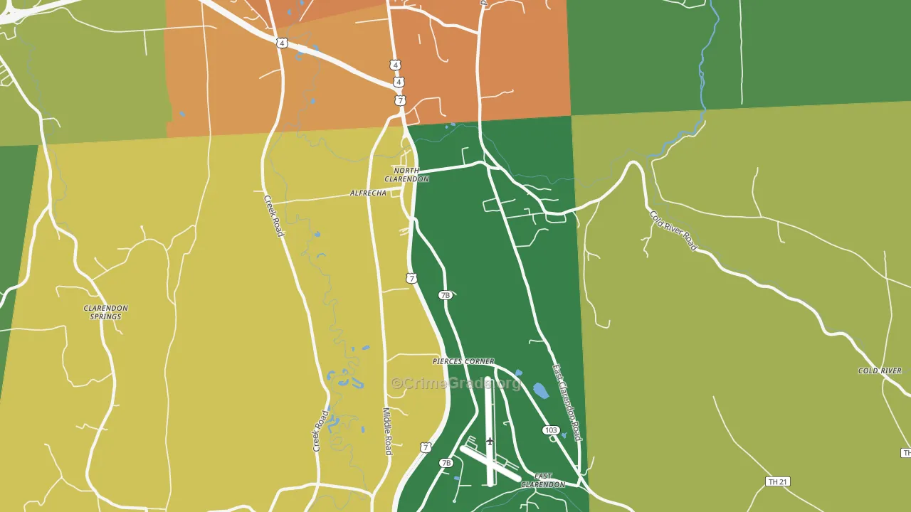 North Clarendon, VT Map of Theft Rates