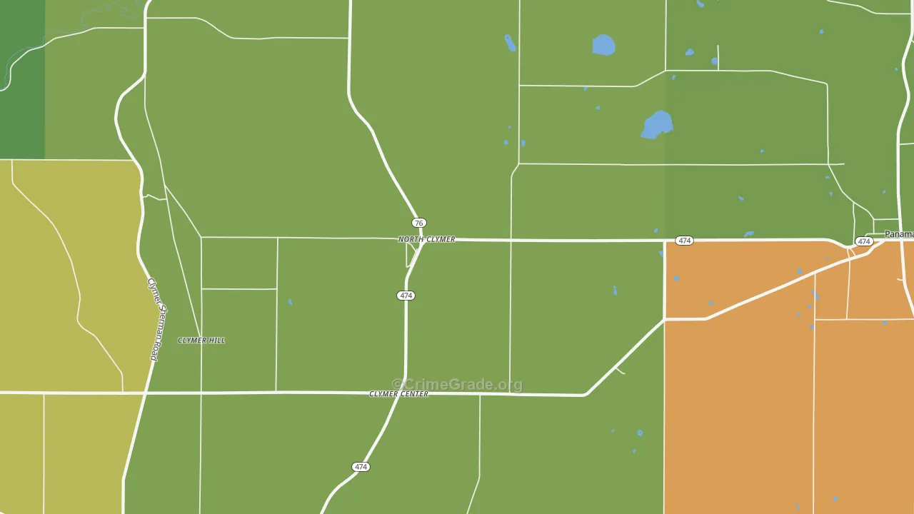 North Clymer, NY Map of Theft Rates