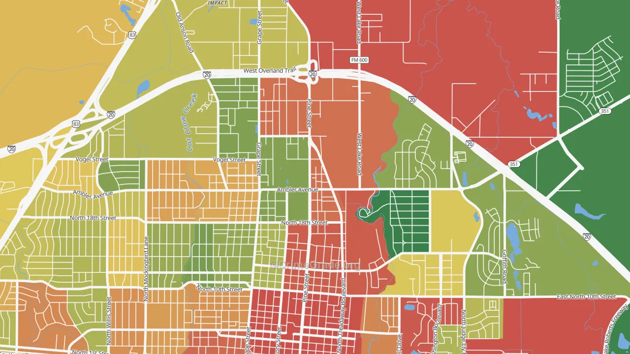 North College, Abilene, TX Map of Theft Rates