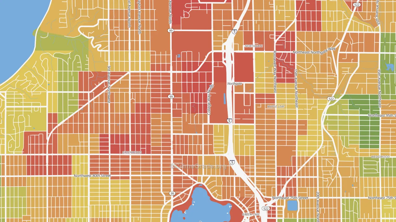 North College Park, Seattle, WA Map of Theft Rates