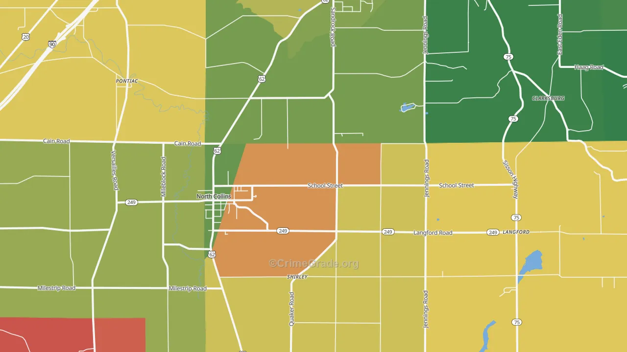 North Collins, NY Map of Theft Rates