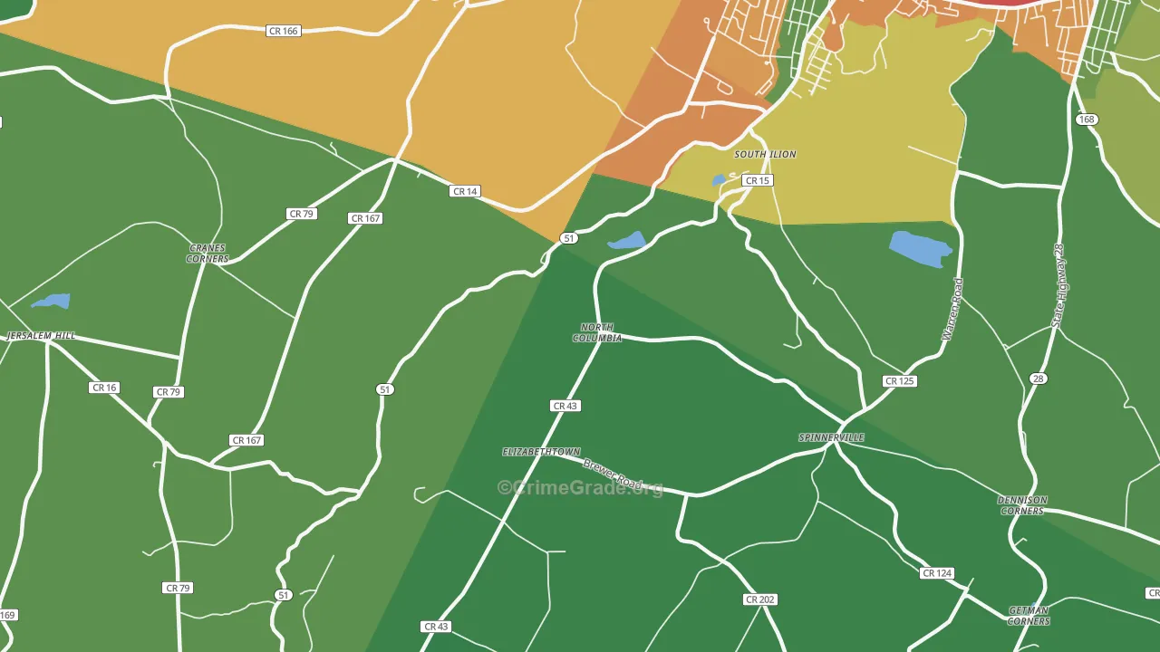 North Columbia, NY Map of Theft Rates