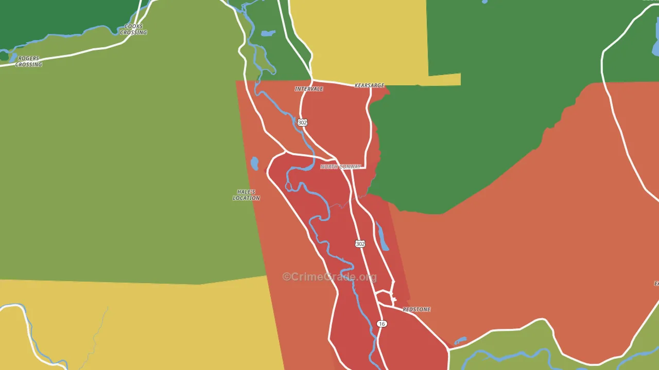 North Conway, NH Map of Theft Rates