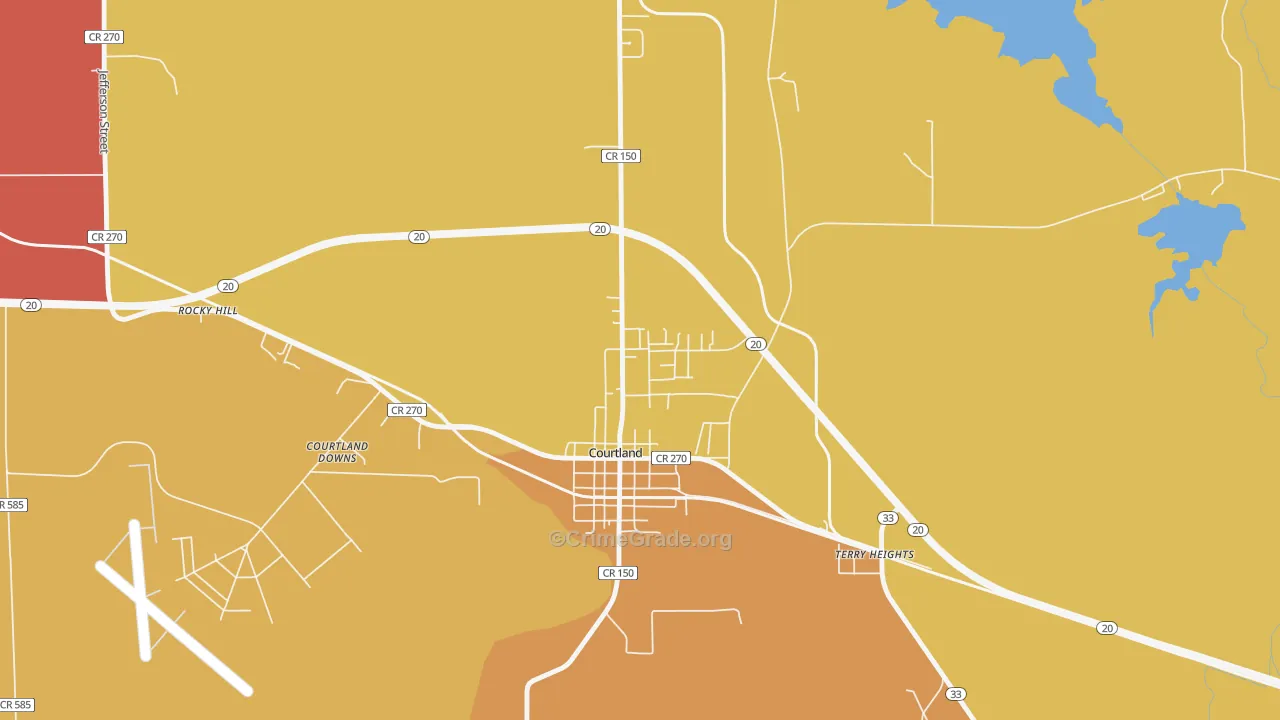 North Courtland, AL Map of Theft Rates