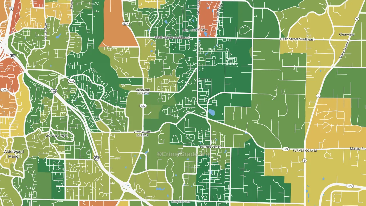 North Creek, Bothell, WA Map of Theft Rates