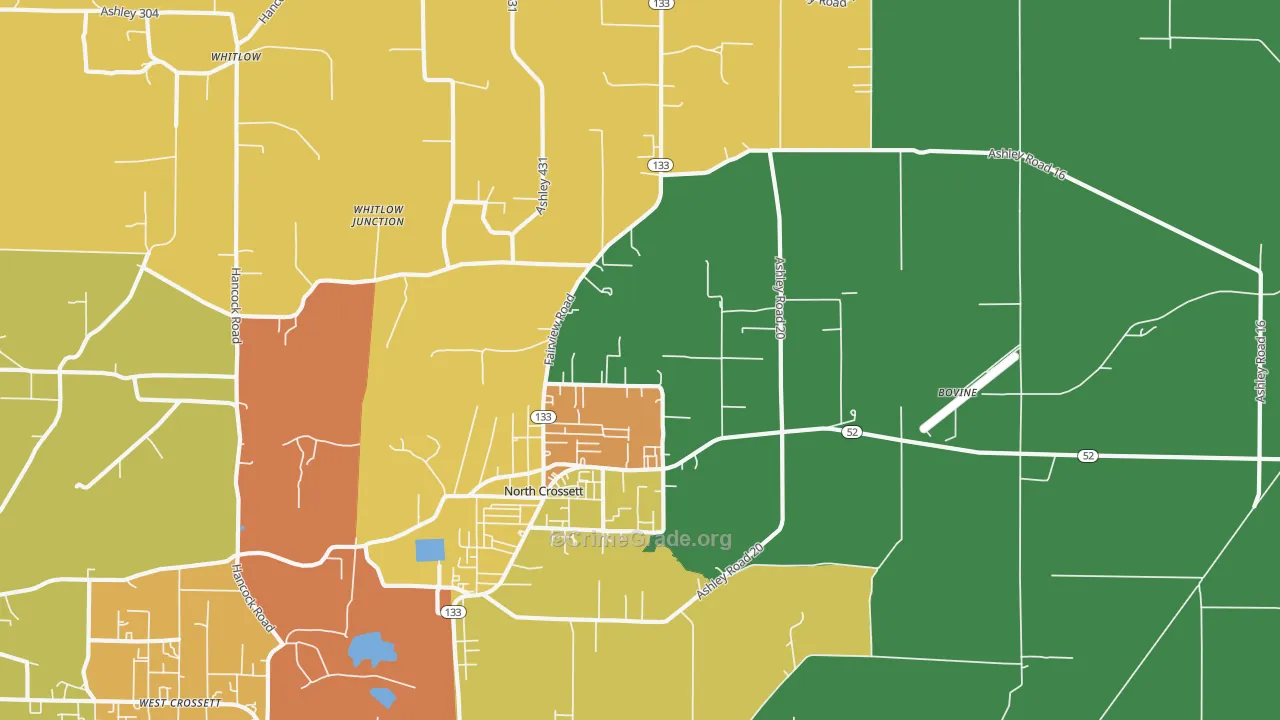 North Crossett, AR Map of Theft Rates